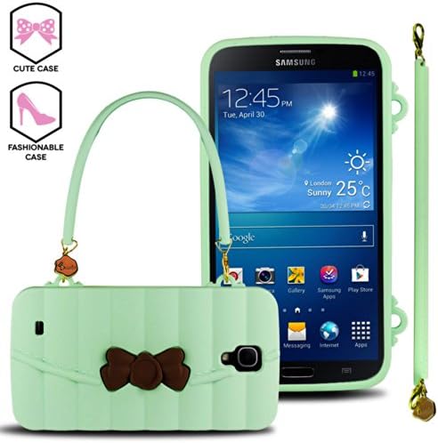 Dressier Samsung Galaxy Mega 6.3 Ribbon Purse Design Case GREEN with Hand Strap and Charm