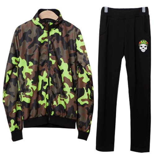 (イイネショップ) eeNeshop ネオンカラー 迷彩 柄 セットアップ