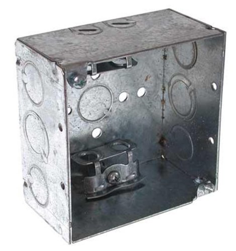 Steel City 4-SW-LC Pre Galvanized Steel Square Box with LC Non-Metallic Clamps and 1/2-Inch Knockouts