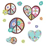 RoomMates RMK1621GM Heart & Peace Sign Peel & Stick Giant Wall Decal