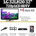 Brand New LG 32LH20 32-Inch 720p LCD HDTV - Gloss Black With Blu-Ray Bundle Includes + LG BD370 BlueRay DVD Player + Super Flat Wall Mount + 2 Pack Of HDMI Cables + LCD Screen Cleaner