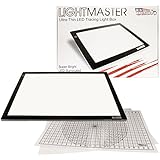 US ART SUPPLY&reg; Lightmaster&reg; Jumbo 32.5" Diagonal Extra Large(A2) 17"x24" LED Lightbox Board- 12-Volt Super-Bright Ultra-Thin 3/8" Profile Light Box Pad with 110V AC Power Adapter & Dimmable LED Lamps. Now Includes for FREE: 1 Measuring Overlay Grid & 1 Circle Template/Protractor * 1-Year Warranty*