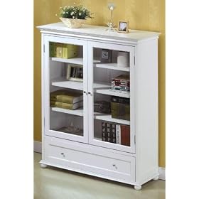 Hampton Bay 42w Four - shelf Bookcase With Glass Doors, FOUR SHELF, WHITE