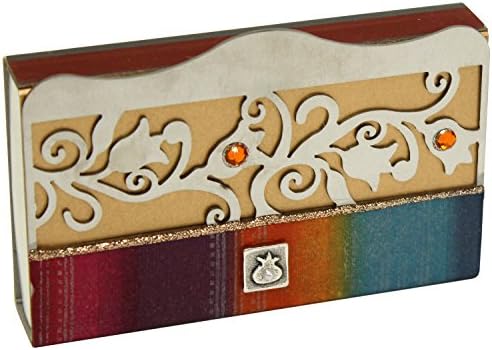 Lily Art Glass Appliquéd Large Matchbox Holder in Rainbow with Match Box