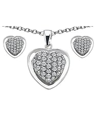 Original Star K (tm) Cubic Zirconia Heart Shape Love Pendant Box Set with matching earrings in 925 Sterling Silver