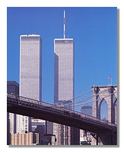 New York City Twin Towers "NEVER FORGET" Evening Skyline Pre-09/11/01 Wall Picture Print 8x10"