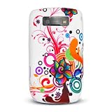 White with Green Purple Orange Rainbow Flower Soft Silicone Skin Gel Cover Case for Blackberry Curve 8900