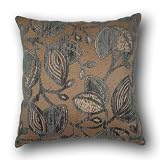 Floral Jacquard Chenille 18 Square Pillow - Brown