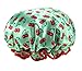 Huachnet Waterproof Double Layers Women's Shower Caps - Green Cherry