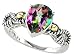4.00 cts 925 Sterling Silver and 18k Gold Two Tone Genuine Mystic Rainbow Topaz Ring