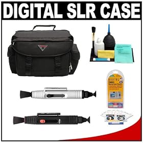 Precision Design 2000 Deluxe SLR Gadget Bag/Case + Lens & LCD Screen Cleaning System for Canon Rebel XTi, XSi, XS, XT, T1i, EOS 1D, 5D, 7D, 50D, Nikon D3s, D3x, D300s, D60, D90, D300, D700, D3000, & D5000 Pentax K-7, K2000, K-x, Olympus Evolt E-30, E-450, E-600, E-620 & Sony Alpha Digital SLR Cameras