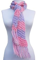 Handmade Crocheted Scarf in Candy Pink and Violet (This Item Can Be Custom-ma...