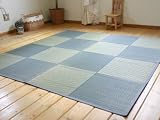 純国産 い草花ござ 『ウォンツ』 ブルー 江戸間3畳(約174×261cm)(#4129103)