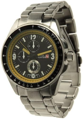 MENS - SWISS HUNTER Tachymeter Chronograph Watch (Silver/Black/Y) [SH2399]