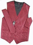 Brand Q Wedding Vest Set Burgundy Paisley 3pcs Tuxedo Vest + Necktie + Handkerchief