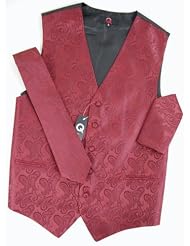 Brand Q Wedding Vest Set Burgundy Paisley 3pcs Tuxedo Vest + Necktie +... by Brand Q