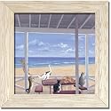 Cats On Deck Beach Decor Scene Framed Art Print Picture