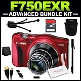 FUJIFILM F750EXR Red 16.0 MP 3.0 LCD 20X Optical Zoom Wide Angle Digital Camera Advanced Bundle Kit includes Card Reader, HDMI Cable, (2) Tripods, Carrying Case, 32GB SD Card and more!