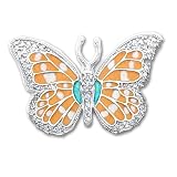 Rhodium-plated CZ Enameled Butterfly Pin