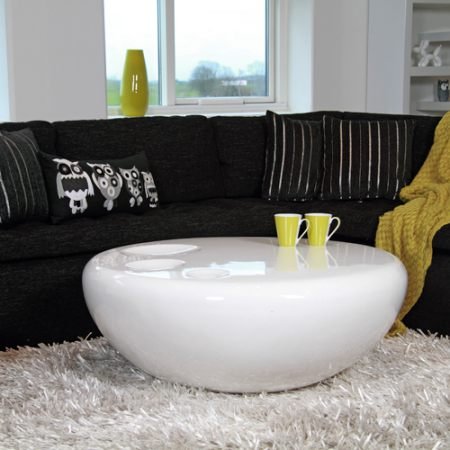Couchtisch BUMP, rund, weiß, Highgloss, 80cm Diameter