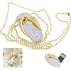 Crystal Diamond Slipper Jewelry USB Flash Drive with Necklace:8GB(Gold)