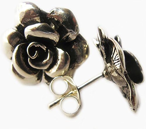 "Most Welcome Free Shipping".925 WEIGHT 3.72 G. GENUINE BEAUTIFUL THAI STERLING SILVER ROSS FLOWER EARRING BY HAND MADE{ WITHOUTSTONE BOX_3_117 }