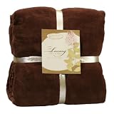 JS Sanders Super Soft Coral Fleece Blanket King Size, Chocolate