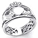 KONOV Mens Womens Stainless Steel Ring, Claddagh Heart Crown Wedding Band, Silver