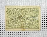 ANTIQUE COLOUR MAP ENVIRONS LONDON c1880 BARTHOLOMEW
