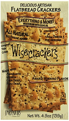 Wisecrackers Everything and More Multigrain Crackers with Olive Oil, 4.9-Ounce (Pack of 6)