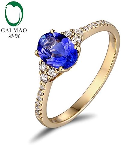 0.89ct Oval Shape Tanzanite &amp; 14kt Yellow Gold Diamond Ring