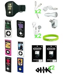 19-piece FULL ACCESSORY BUNDLE LEATHER SKIN CASE CAR HOME WALL CHAGER KIT for Apple iPod Nano 5G 5th Generation