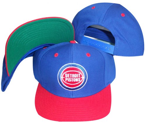 Detroit Pistons Blue/Red Two Tone Snapback Adjustable Plastic Snap Back Hat / Cap