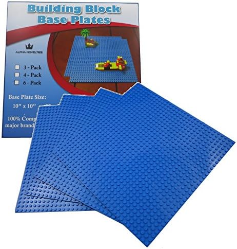 NEW IMPROVED Building Blocks Baseplates - BLUE Large 10x10 4 pack - Lego Compatible