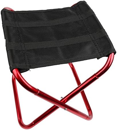 Portable Folding Small Chair Camping Stool Aluminium Alloy Seat Stool For Out Fishing Camping Hunting Picnic (red)