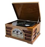 Karcher 801115 Nostalgie-Schallplattenspieler mit CD-Player, Radio und USB-Anschluss