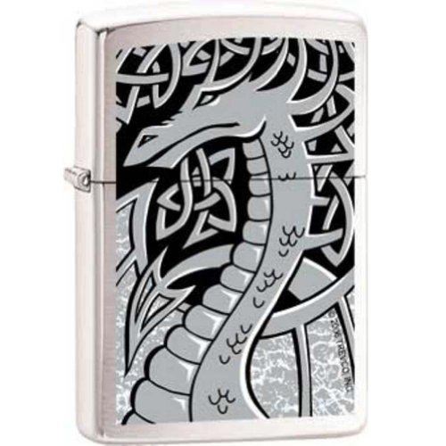 Dragon Silver Celtic Knots Fantasy Chrome Zippo Lighter