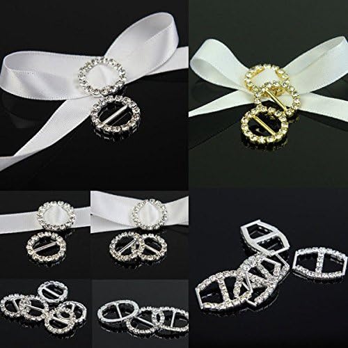 CYNDIE Hot Sale New 1 2 10 Crystal Rhinestone Silver Buckle Sliders Wedding Invitation Ribbon Decor 50*50MM 10pcs