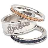 Milwaukee Brewers Logo Crystal Stacked Ring Set