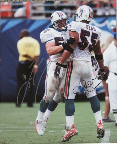 Zach Thomas & Junior Seau Autographed/Hand Signed 16x20 Photo
