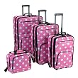 Rockland 4PC Pink Dots Luggage Set
