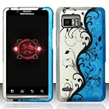 Motorola Droid Bionic xt875 Accessory - Blue/Silver Vines Design Protective ....
