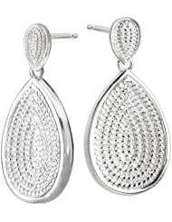 925 Sterling Silver High-Polish Finish Teardrop Rope Design Post Earrings