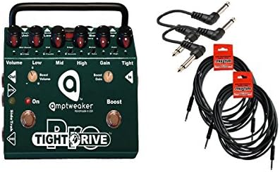 Amptweaker Pedals Tight Drive Pro Overdrive Cable Bundle w/ 4 free Items: 2x 18.6' Strukture Cables, 2x Hosa Patch Cables