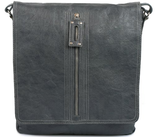 Crosby&Nash James Vintage Messenger- und Umhängetasche Echt-Leder Grau