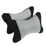 Amico 2 Pcs Car Vehicle Black Gray Bone Shape Head Neck Pillow