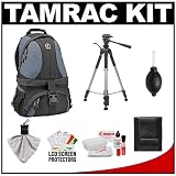 Tamrac 5547 Adventure 7 Digital SLR Backpack (Gray/Black) + Tripod + Canon Cleaning Kit for Canon EOS 7D, 5D Mark II III, 60D, Rebel T3, T3i, T2i Digital SLR Cameras
