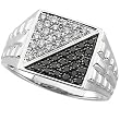 14K White Gold Man's White and Black Diamond Ring - 0.50 Ct.