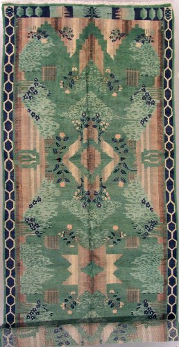6x18 GREEN ANTIQUE DECO ORIENTAL GALLERY RUNNER 