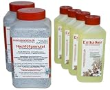 Produkt-Bild: 4 x 250ml Entkalker und 2 Liter Nachf&uuml;llgranulat (2x700g = 1.400g netto Gewicht) - f&uuml;r Wasserfilter / Luftbefeuchter / Ultraschallvernebler - im Set